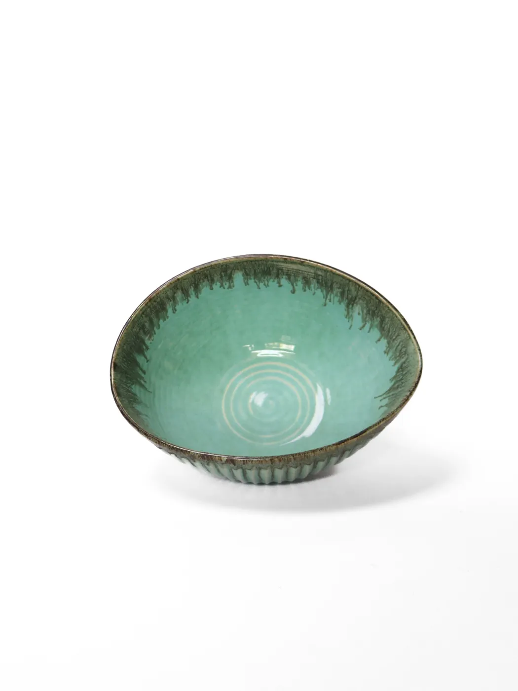 Reactive Green Oval Bowl