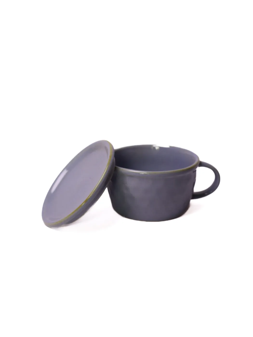 Dusky-gray Saucer And Soup Mug