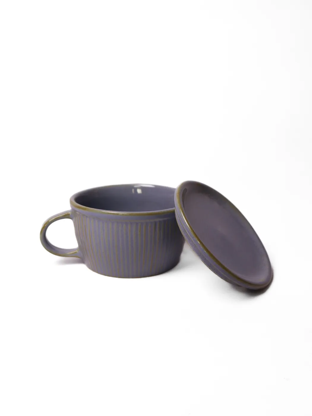Dusky Gray Saucer And Soup Mug