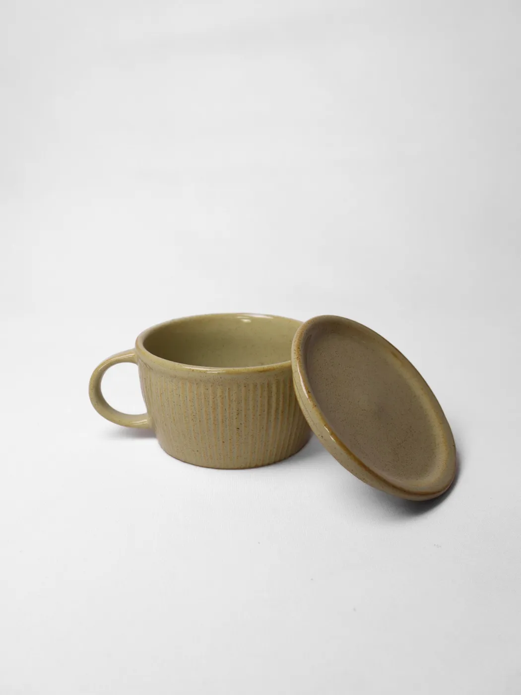 Muted Olive Saucer And Soup Mug