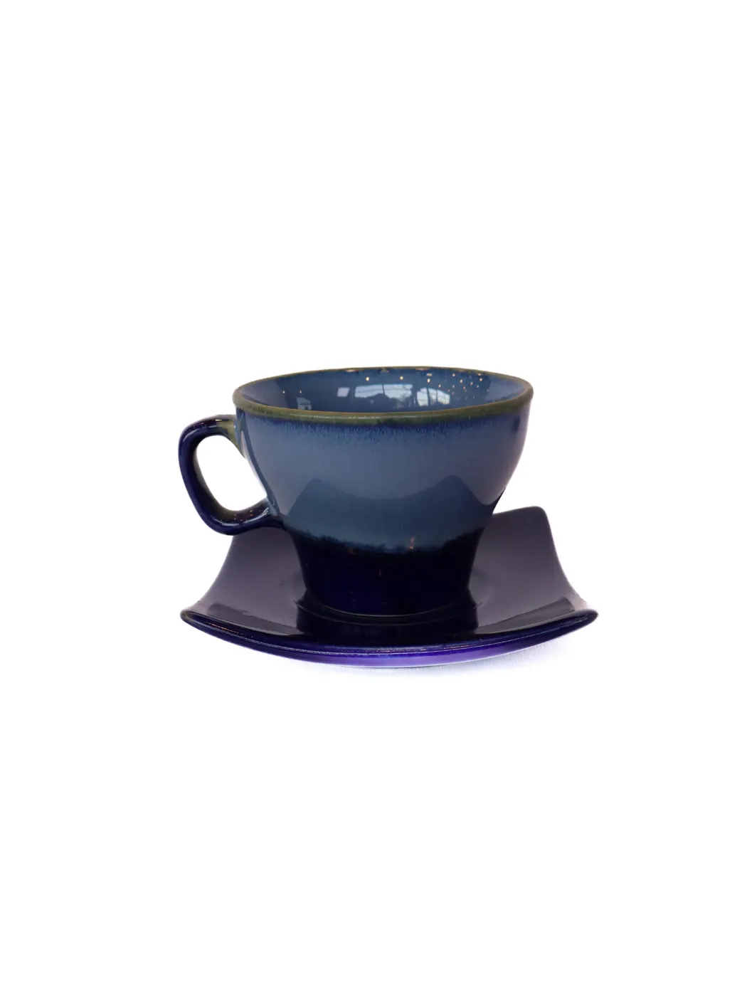 Navy Blue & Sky Blue Cup And Saucer