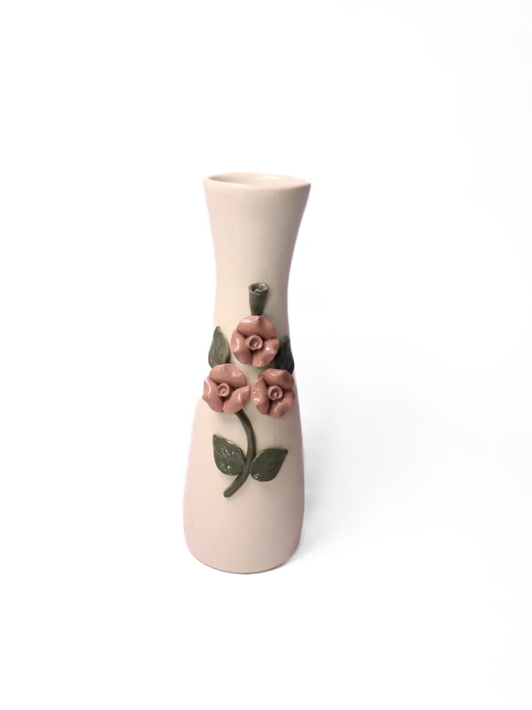 White With Pink 3D Flower Vase