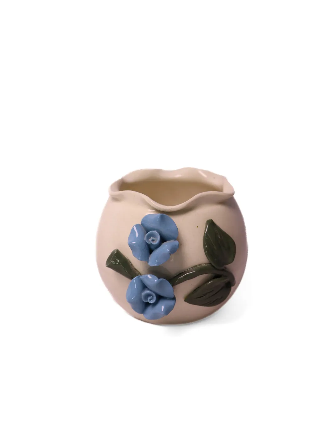 White With Sky Blue 3D Flower Planter