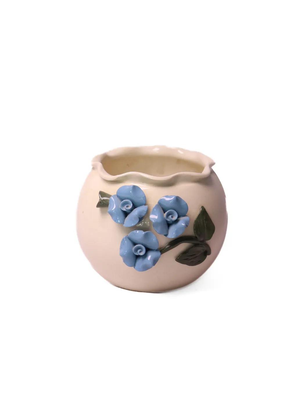 White With Sky Blue 3D Flower Big Planter