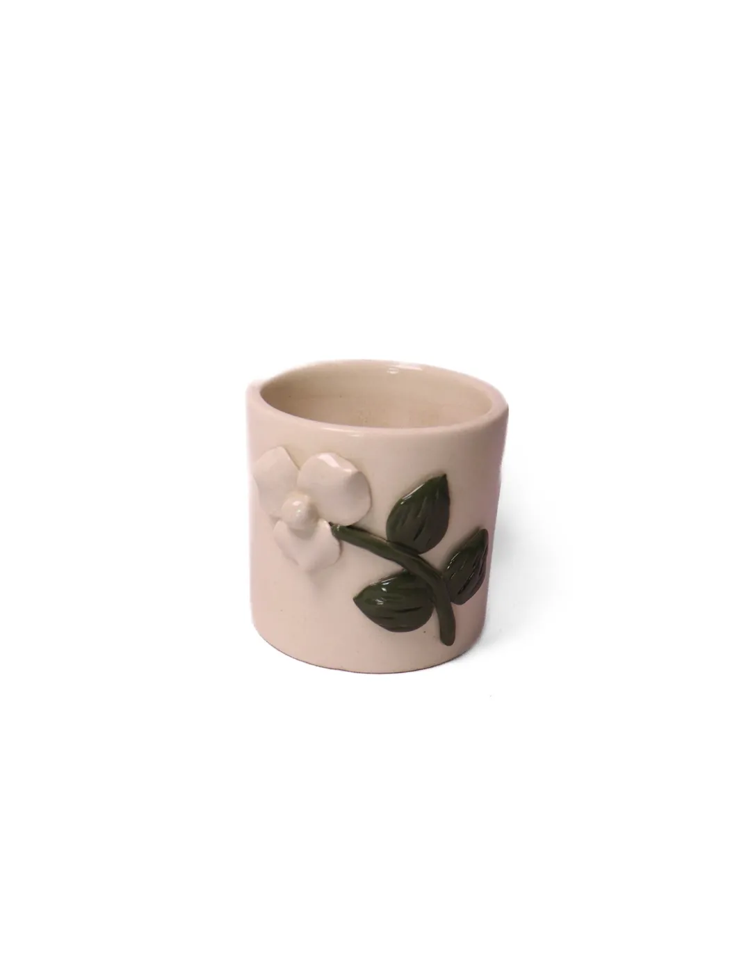 White With White 3D Flower Cylinder Planter