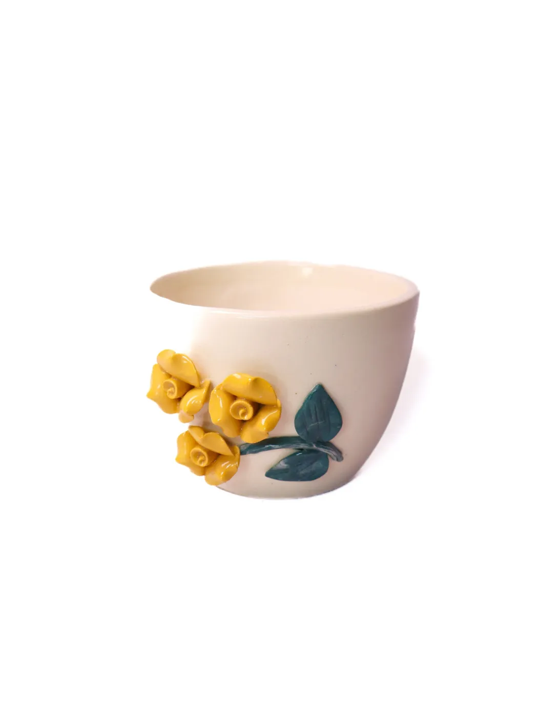 White With Yellow 3D Flower Bowl Planter