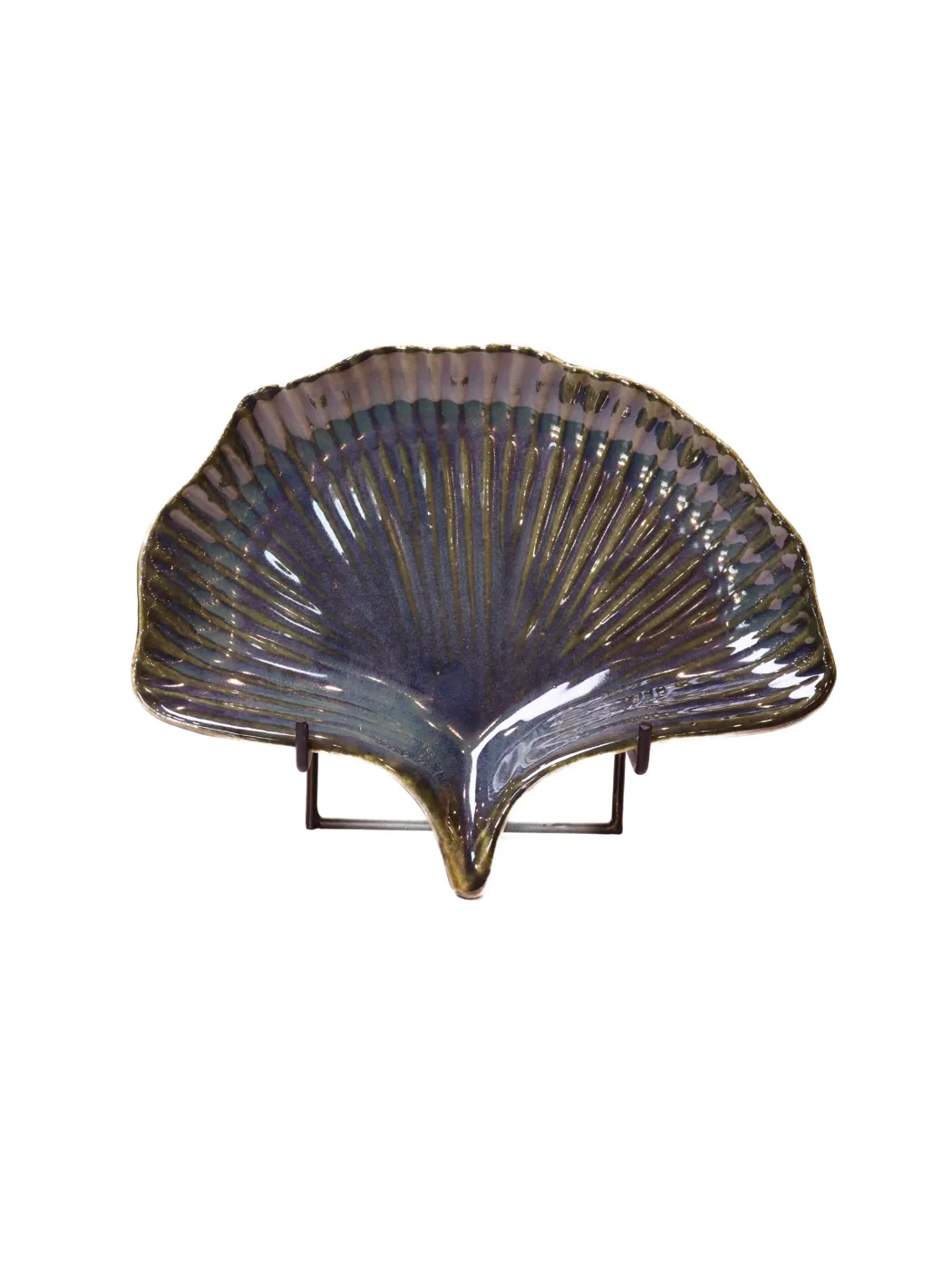 Midnight Purple Ginkgo Leaf Serving Plate